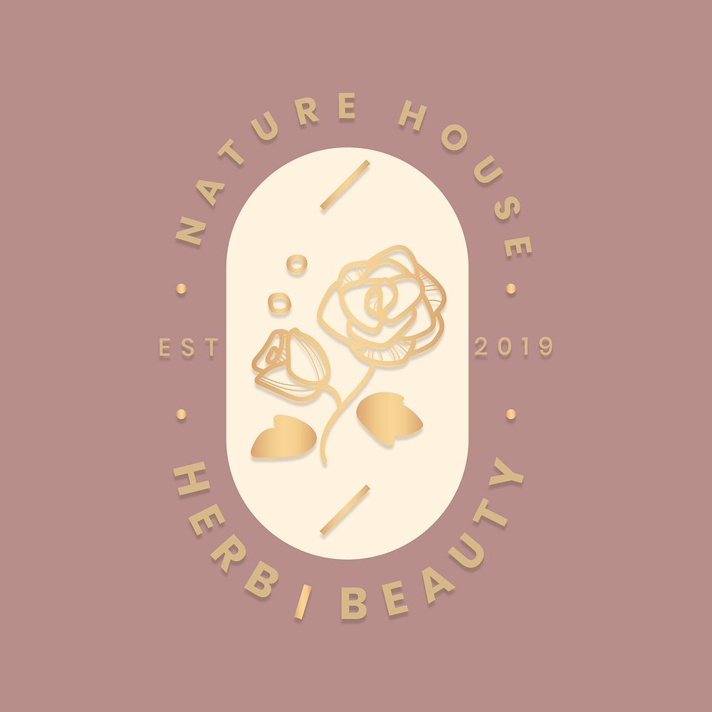 Rose business logo template, flower design for beauty brands psd