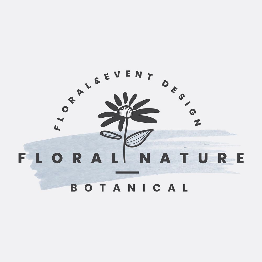 Flower business logo template, aesthetic design vector