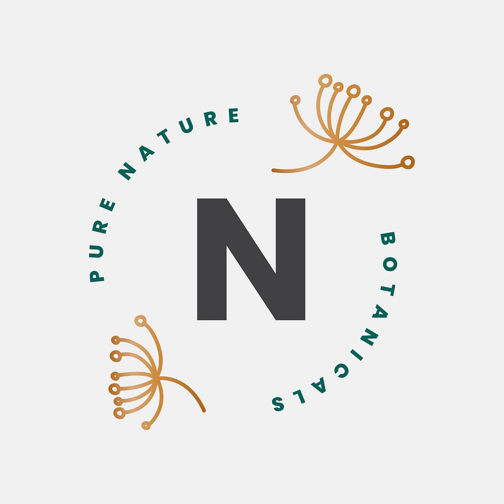 Minimal botanical logo template, modern design for organic business psd