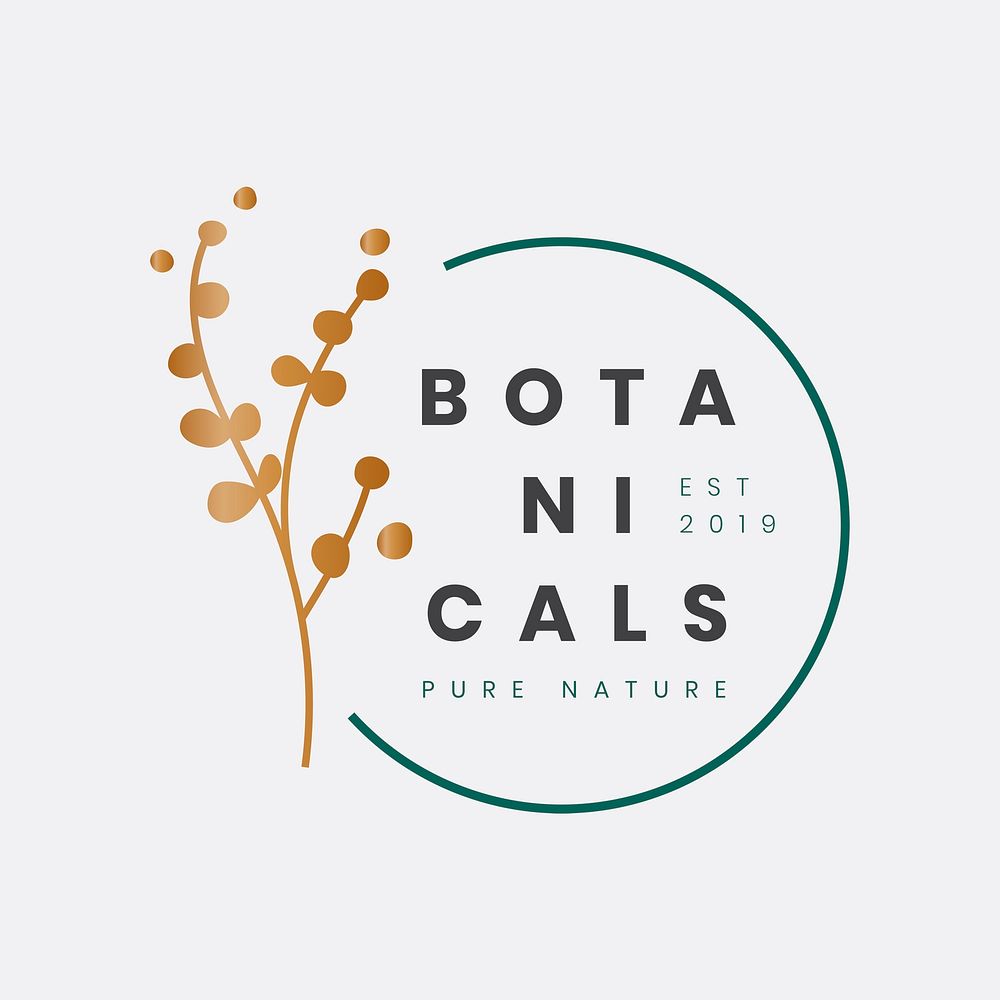 Botanical business logo template, aesthetic design for organic business vector