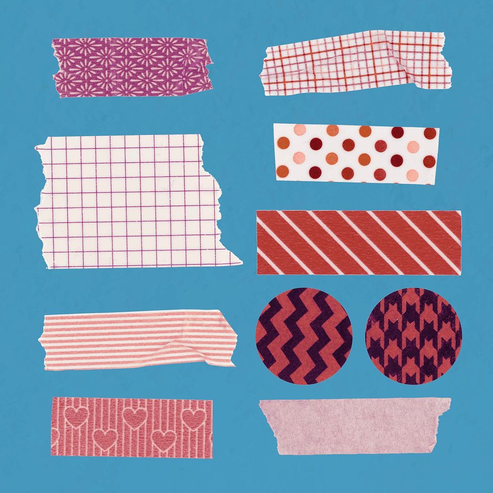 Cute washi tape clipart, striped patterns psd set