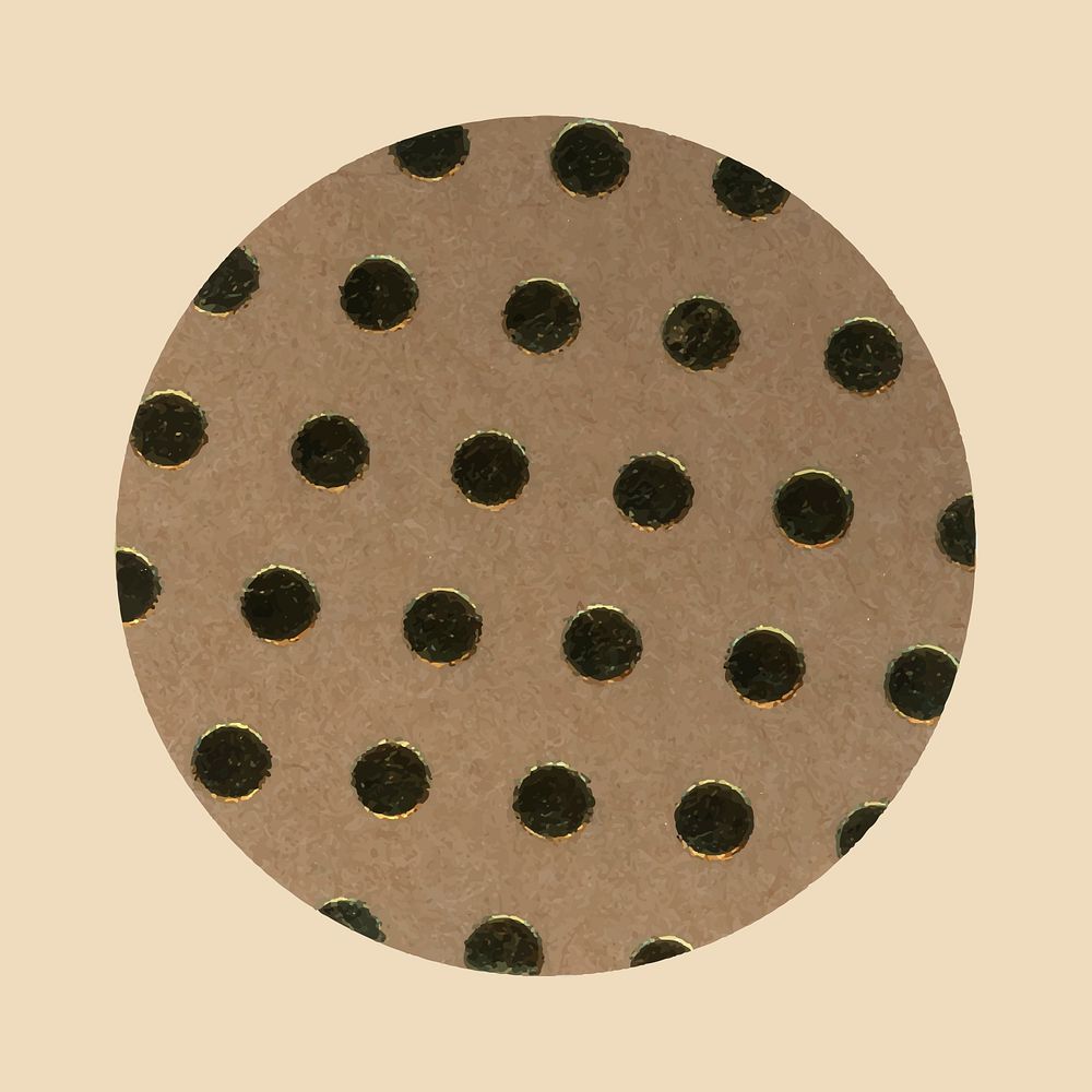 Circle shape sticker, brown polka dot pattern, collage element vector