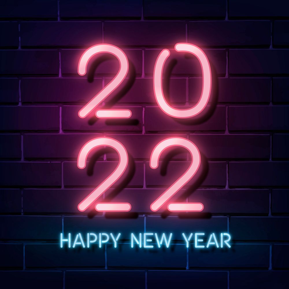 2022 pink neon happy new year aesthetic season's greetings text on beige psd