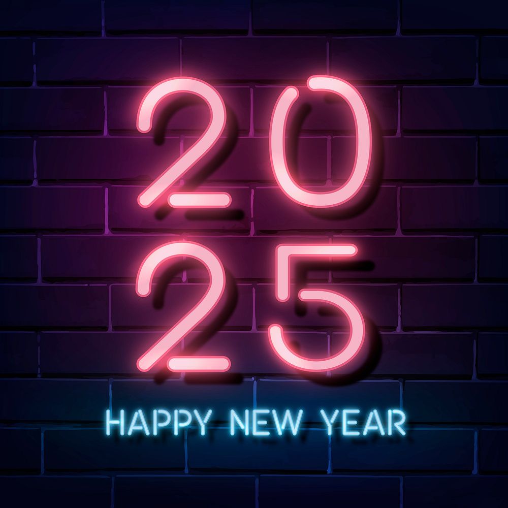 2025 pink neon happy new year aesthetic season's greetings text on beige psd