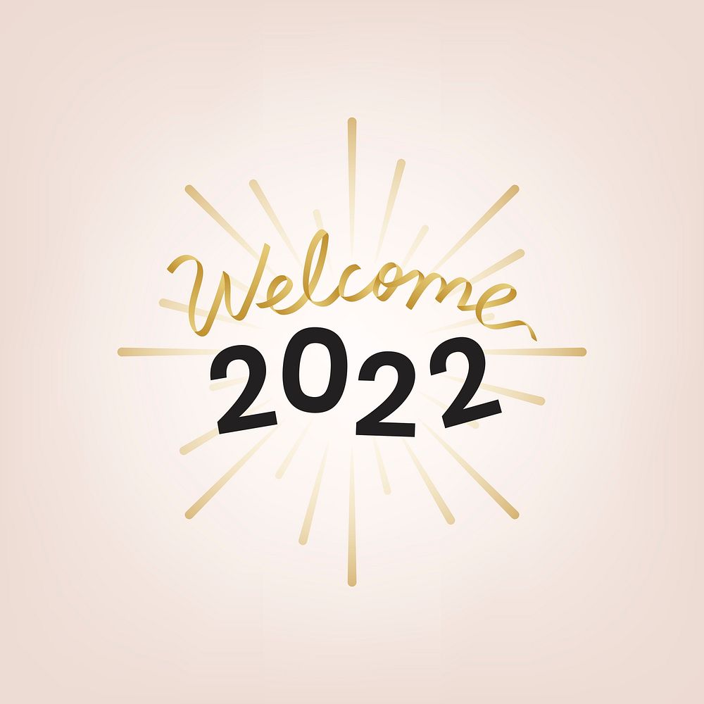 2022 welcome new year text, aesthetic typography on pink background 