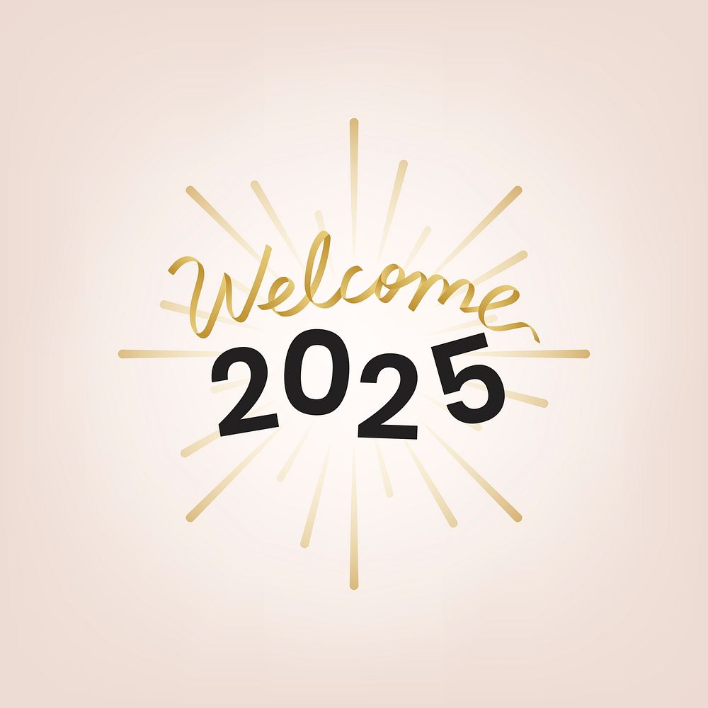 2025 welcome new year text, aesthetic typography on pink background psd