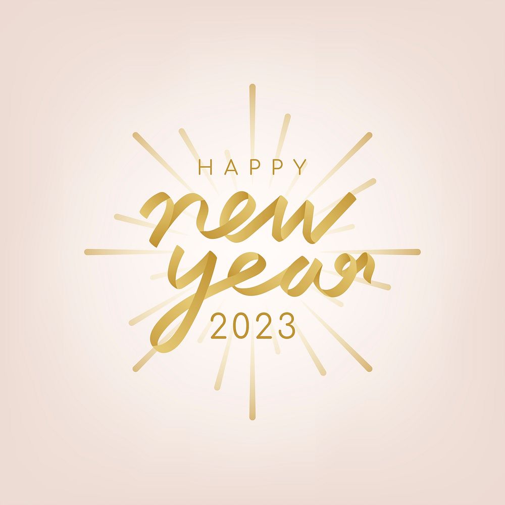 2023 gold happy new year text aesthetic season's greetings text on pink background psd