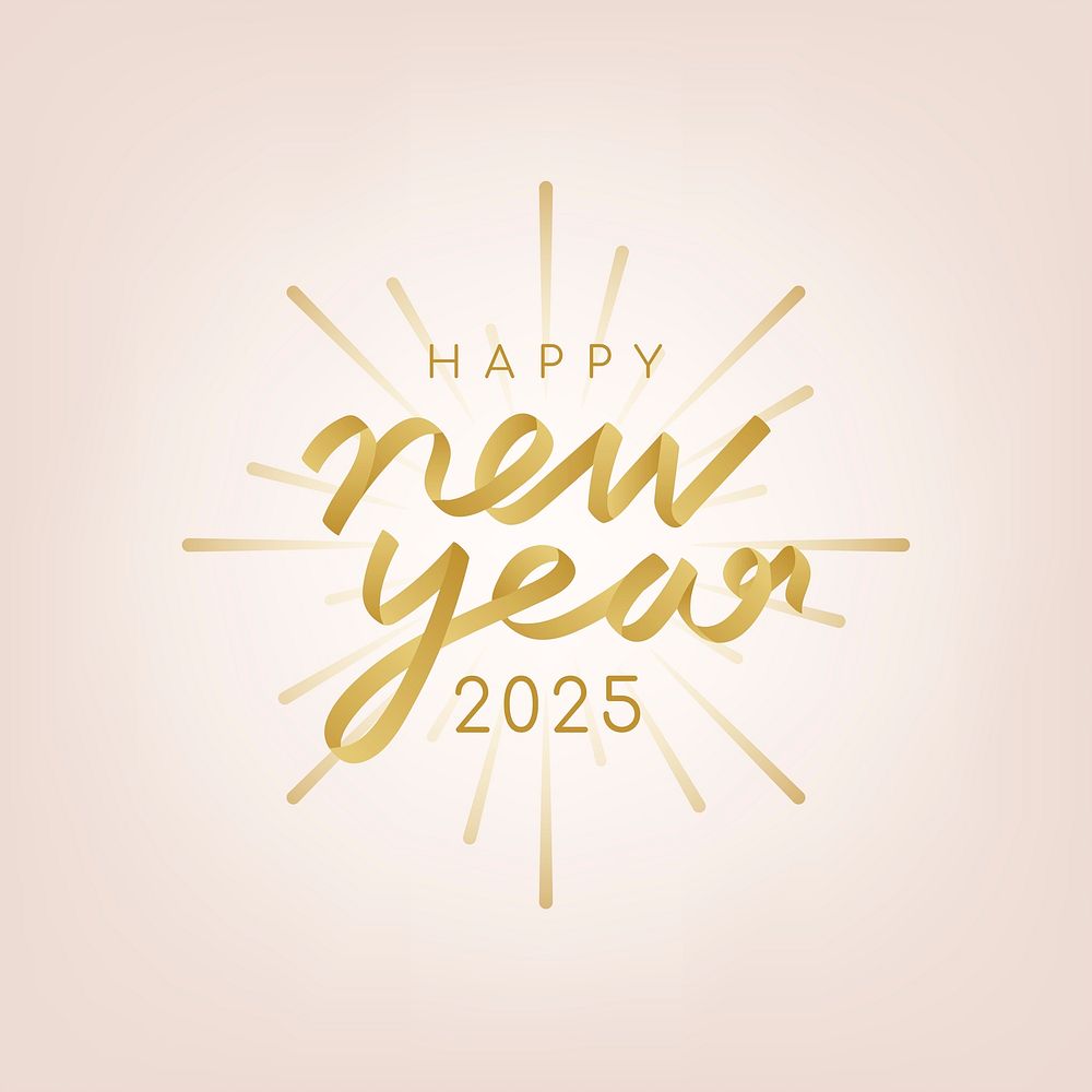 2025 gold happy new year text aesthetic season's greetings text on pink background psd