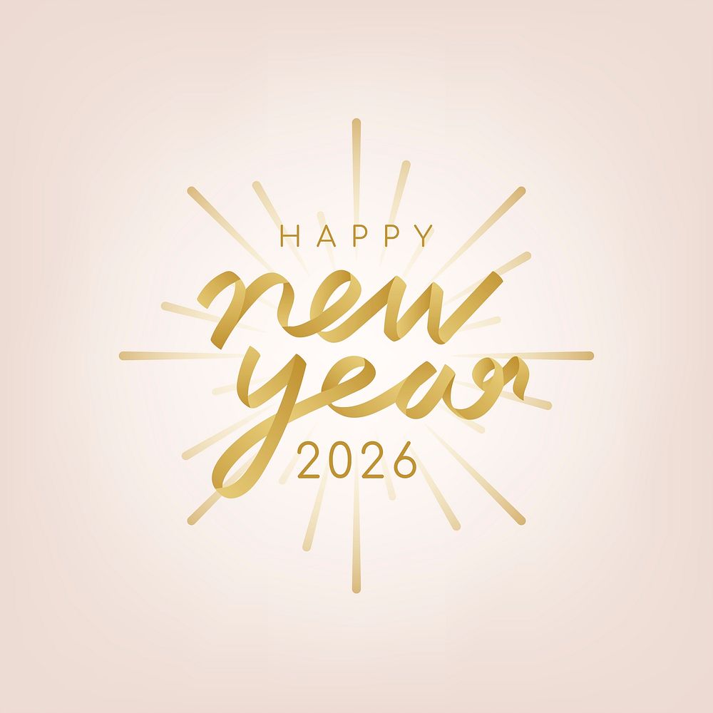 2026 gold happy new year text aesthetic season's greetings text on pink background psd