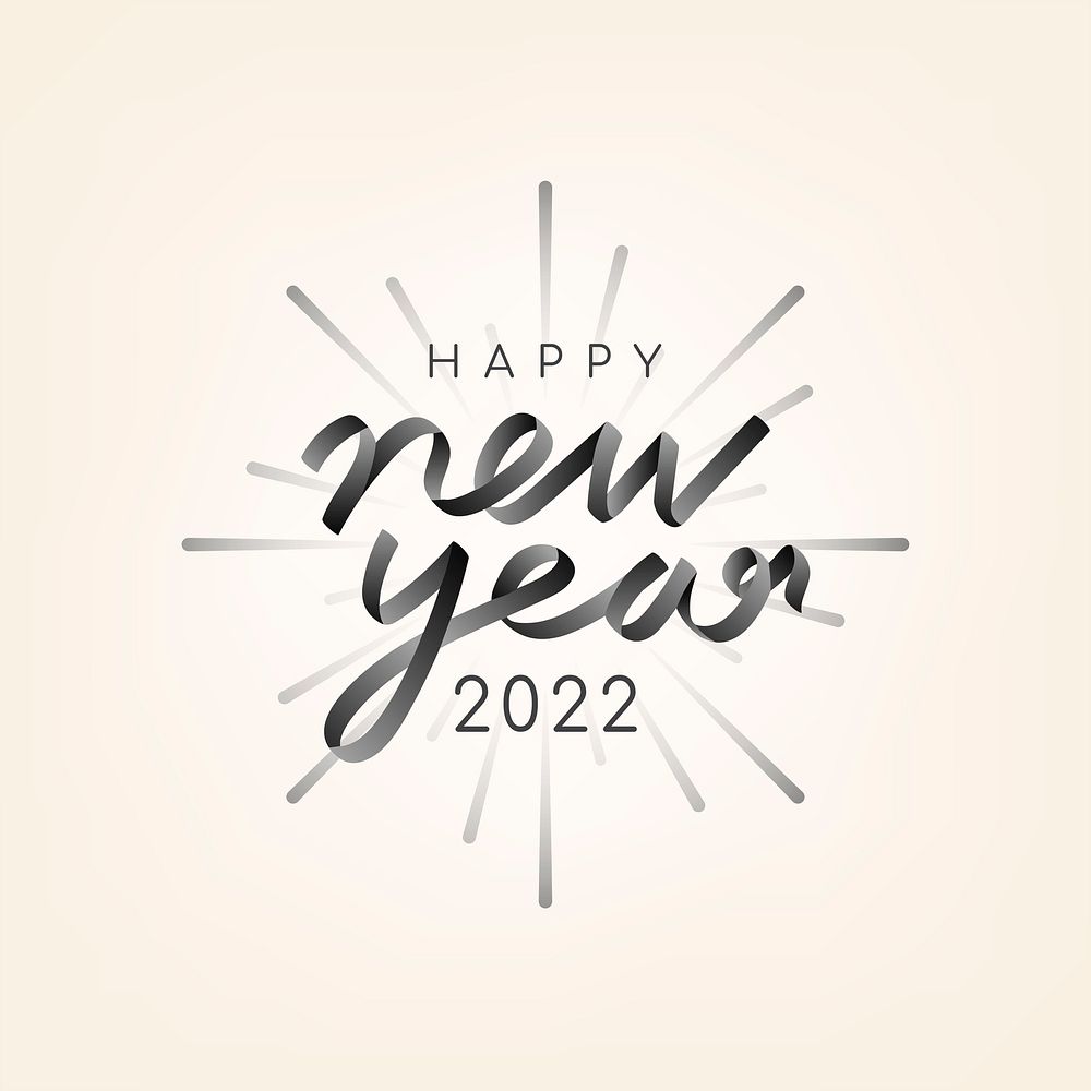 2022 black happy new year text aesthetic season's greetings text on beige background psd