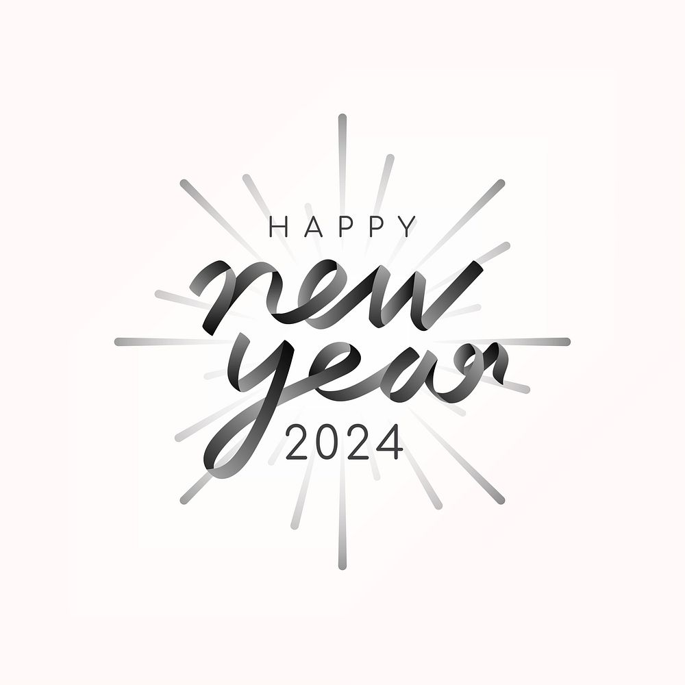 2024 happy new year text aesthetic season's greetings in black on white background psd