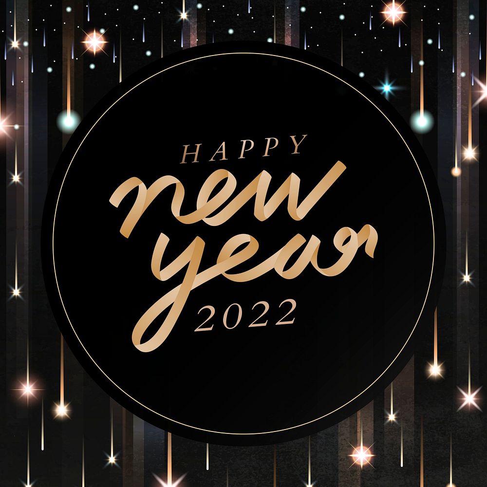 2022 welcome gold, new year sequin great Gatsby aesthetics typography on black background psd