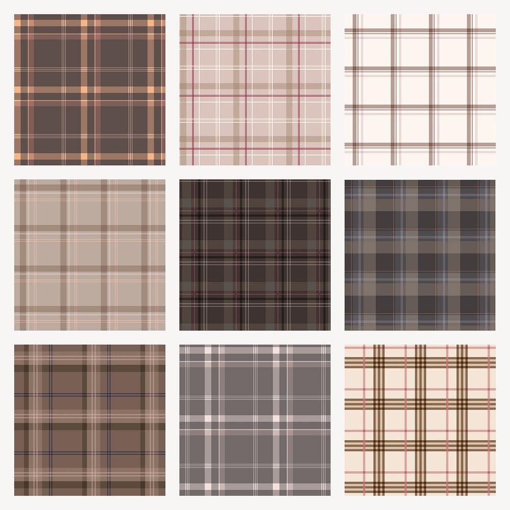 Seamless tartan background, brown abstract pattern design psd collection