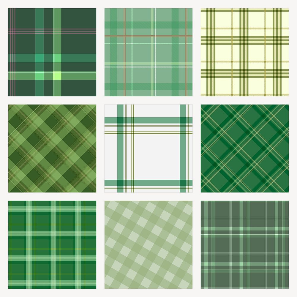 Green checkered background, abstract pattern design vector collection