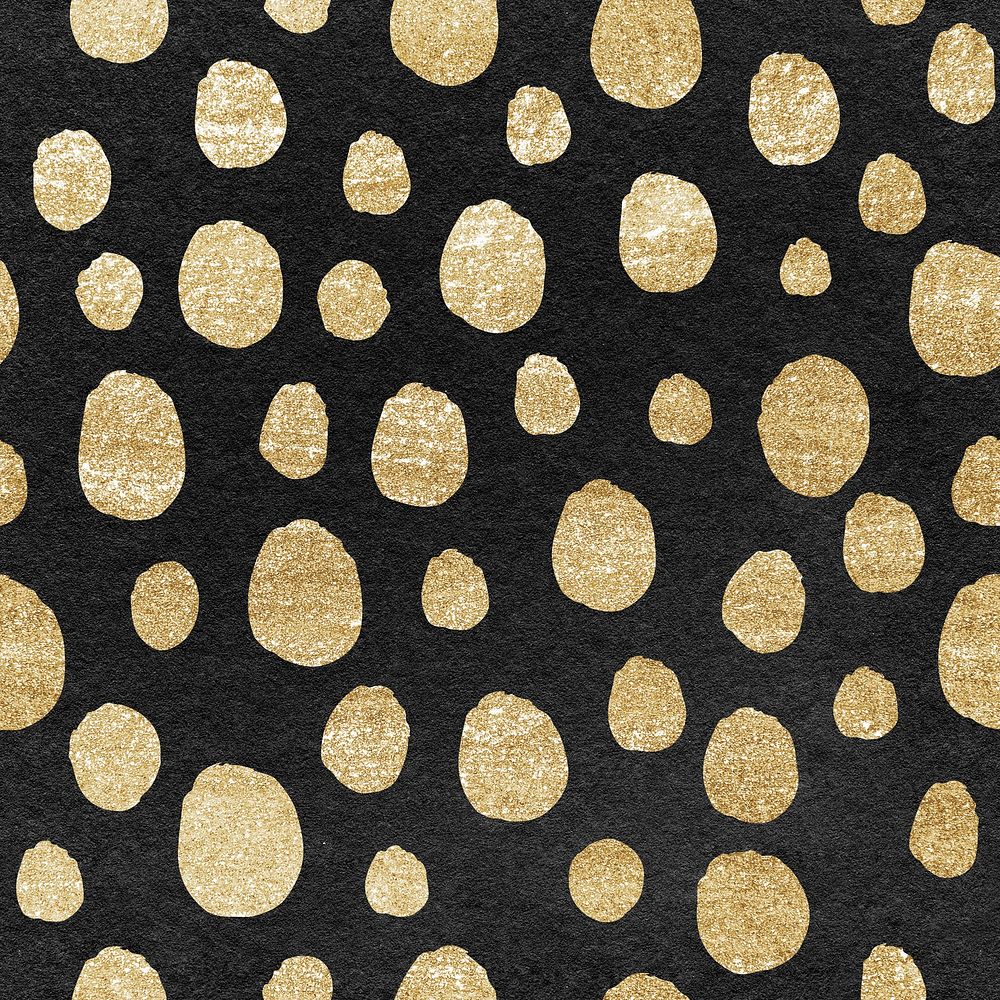 Polka dots gold seamless pattern, cute fancy girly background psd