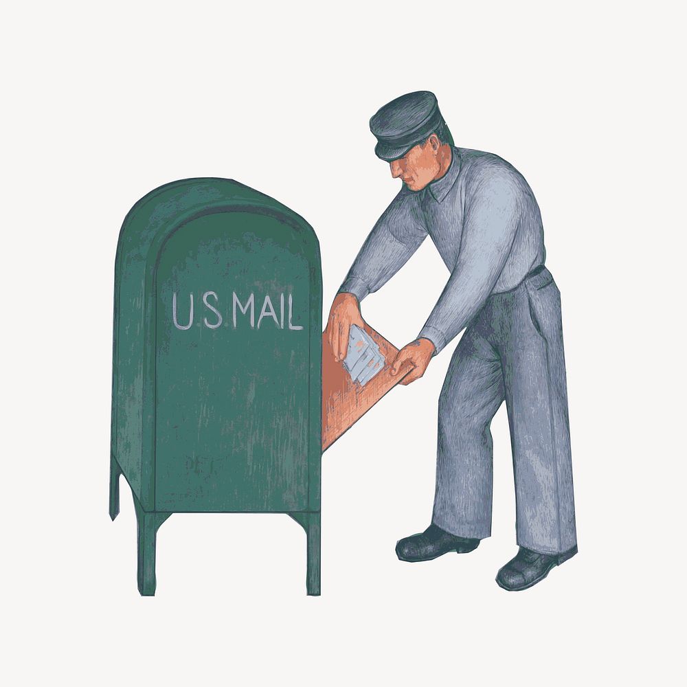 Mailman antique illustration, off white background psd. Free public domain CC0 graphic