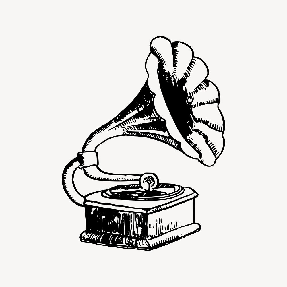 Gramophone illustration, record player. Free public domain CC0 graphic