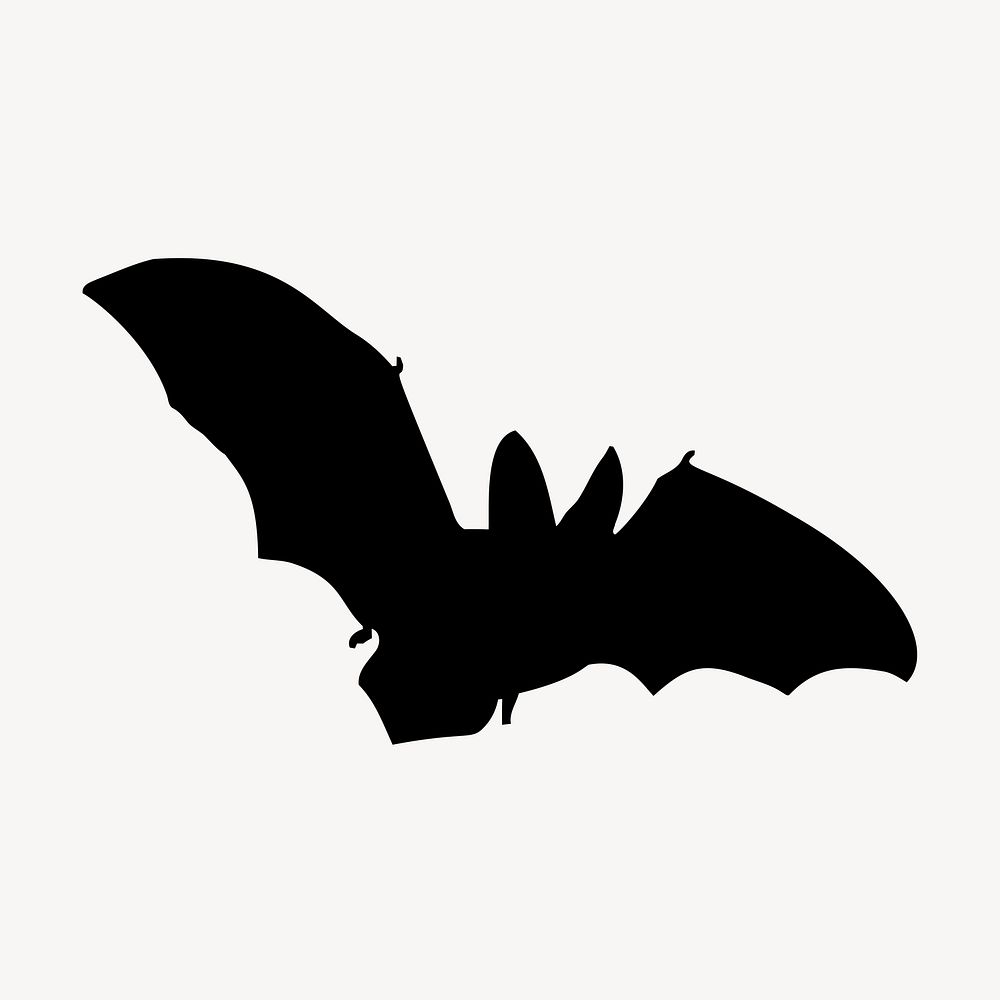 Flying bat silhouette clipart, animal illustration. Free public domain CC0 image.