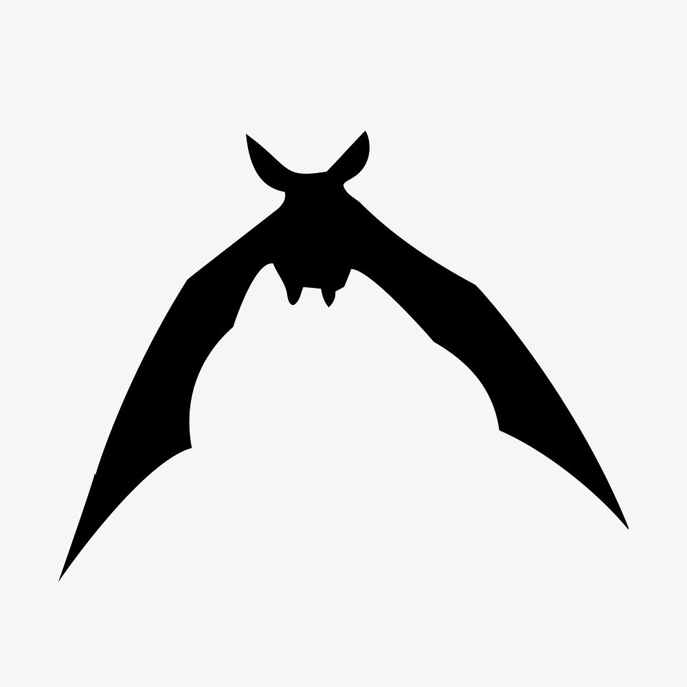 Silhouette flying bat clipart, animal illustration. Free public domain CC0 image.