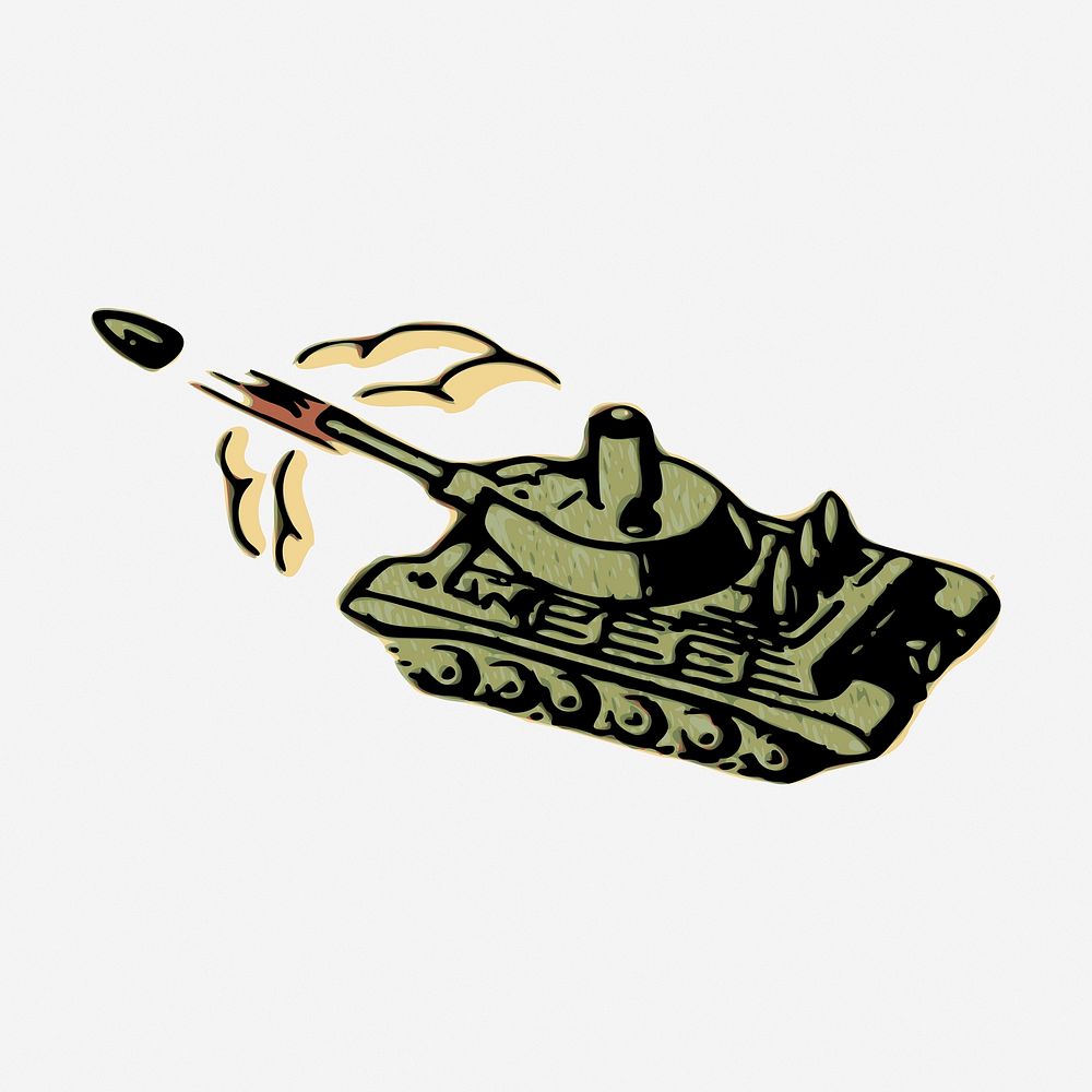 Military tank clipart, vintage vehicle illustration. Free public domain CC0 image.