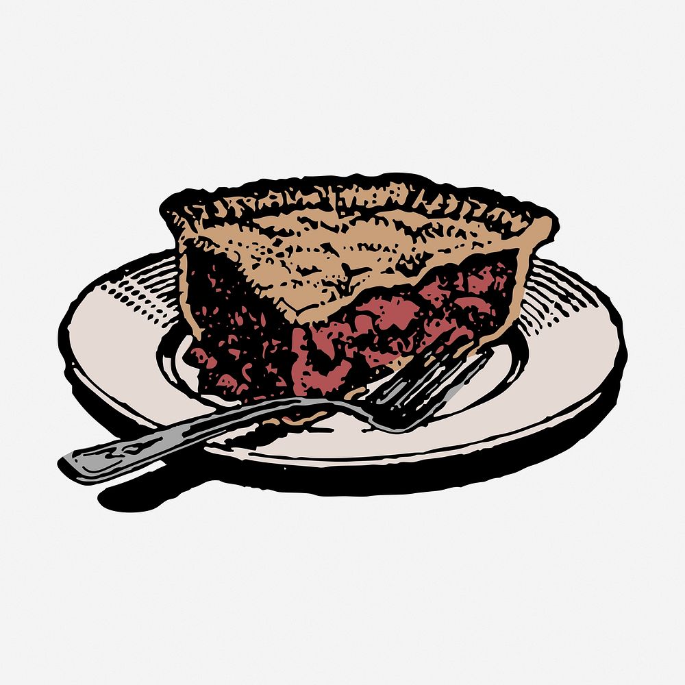 Apple pie slice clipart, vintage food illustration. Free public domain CC0 image.