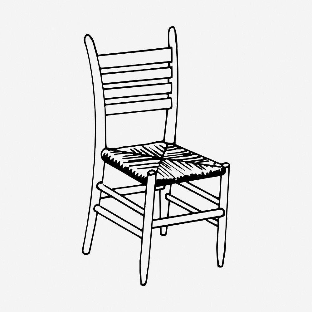 Chair drawing, vintage furniture illustration. Free public domain CC0 image.