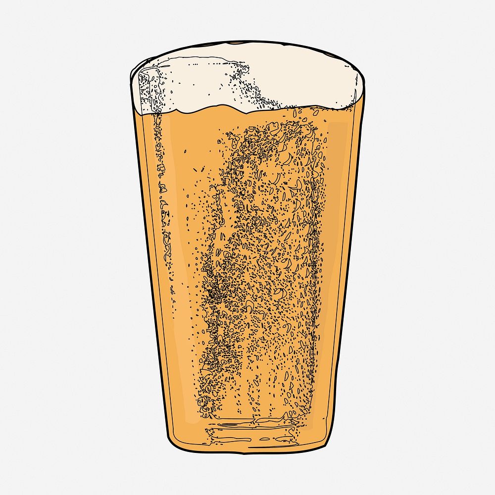 Beer glass clipart, vintage beverage illustration. Free public domain CC0 image.