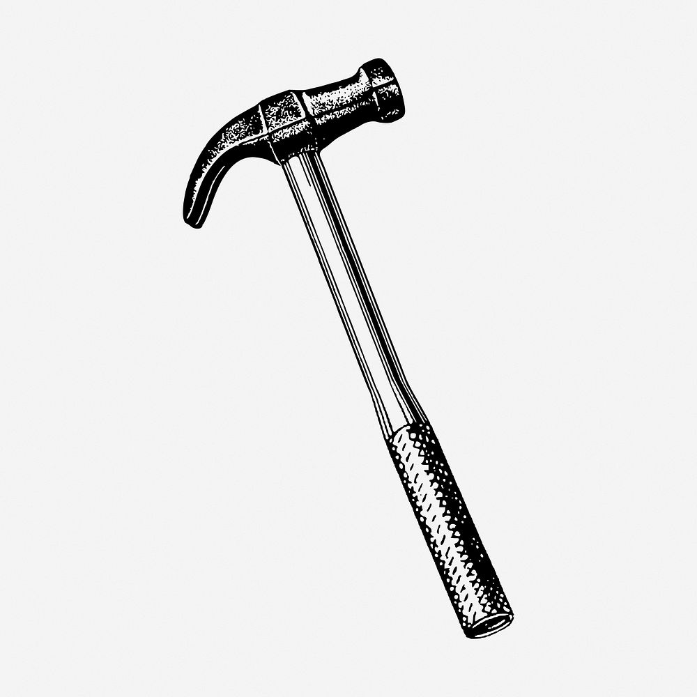 Hammer drawing, vintage tool illustration. Free public domain CC0 image.