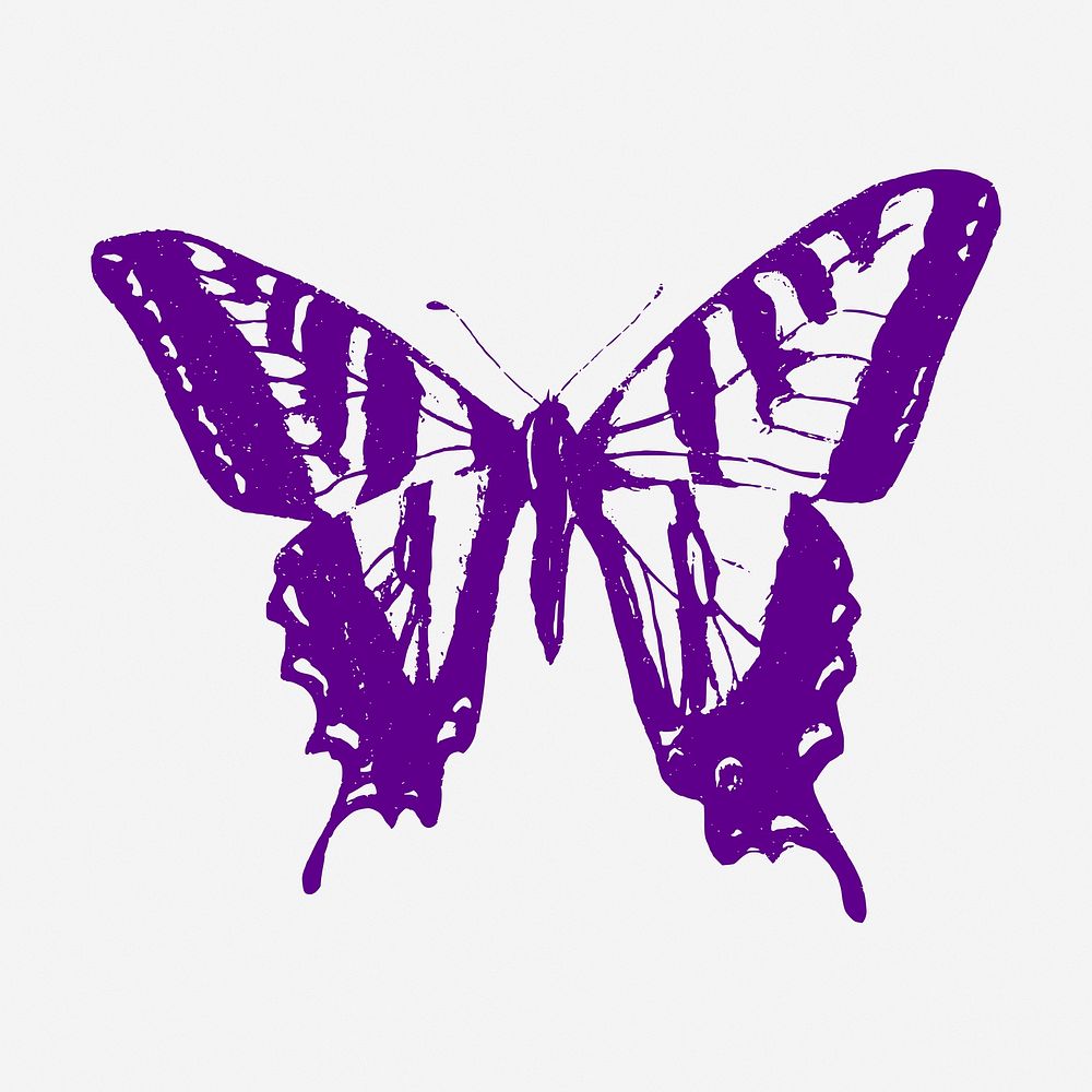 Purple butterfly clipart, vintage insect illustration. Free public domain CC0 image.