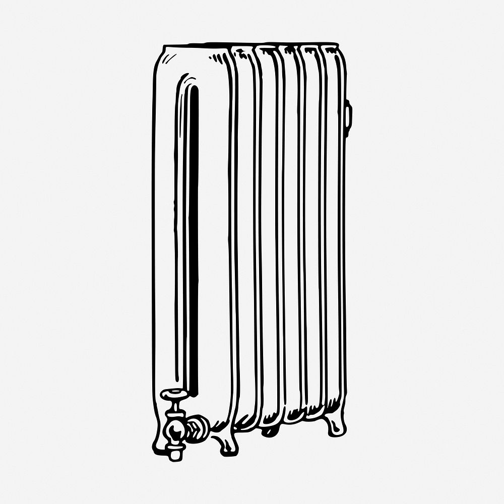Radiator drawing, vintage heater illustration. Free public domain CC0 image.