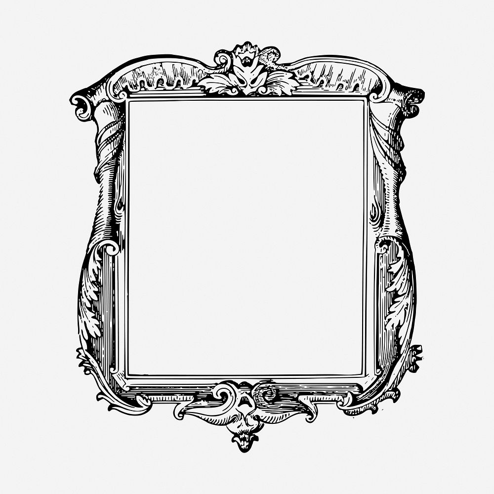 Luxurious ornate frame clipart, vintage illustration. Free public domain CC0 image.