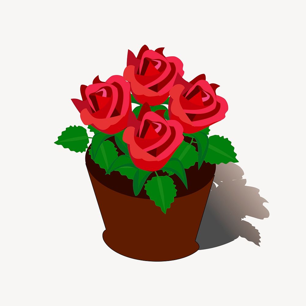 Rose flower clipart, Valentine's illustration. Free public domain CC0 image.