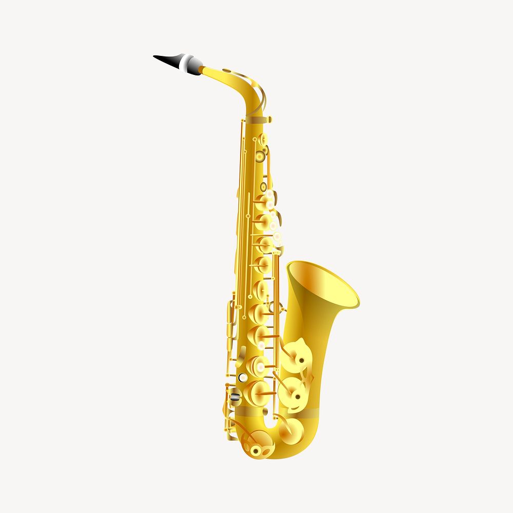 Saxophone clipart, musical instrument illustration. Free public domain CC0 image.