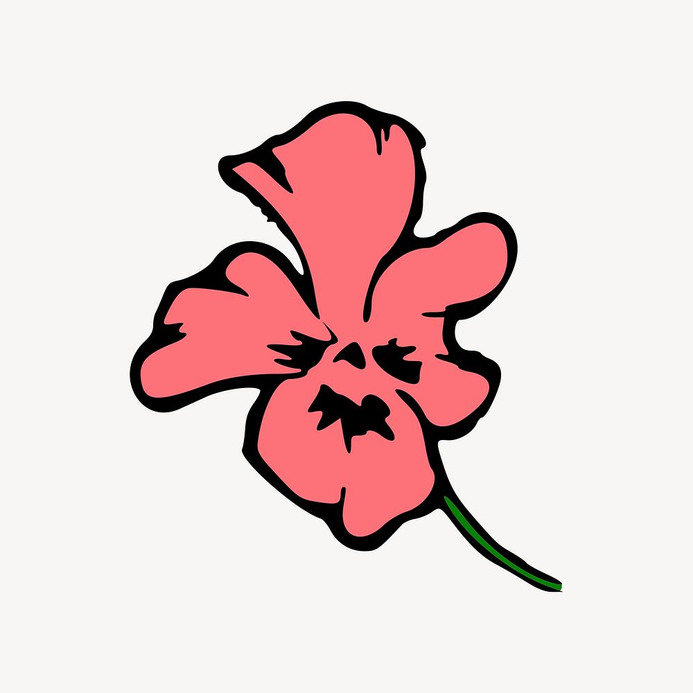 Pink flower clipart, botanical illustration vector. Free public domain CC0 image.