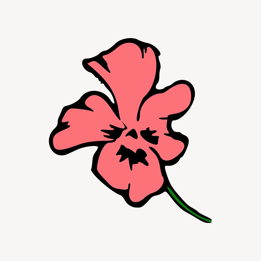 Pink flower clipart, botanical illustration. Free public domain CC0 image.