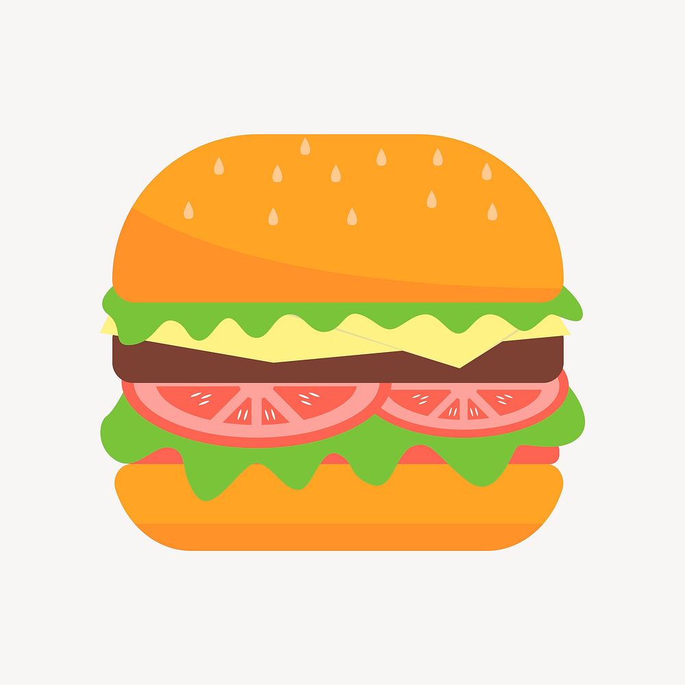 Hamburger clipart, fast food illustration. Free public domain CC0 image.