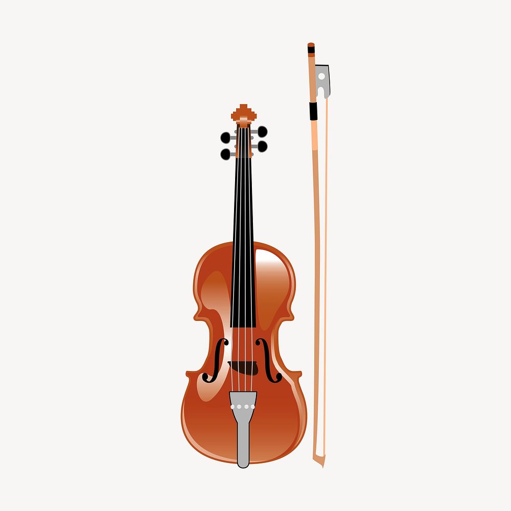 Violin clipart, musical instrument illustration vector. Free public domain CC0 image.