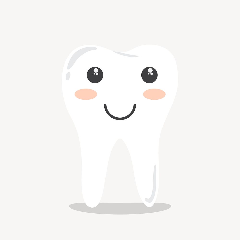 Smiling tooth clipart, cartoon illustration. Free public domain CC0 image.