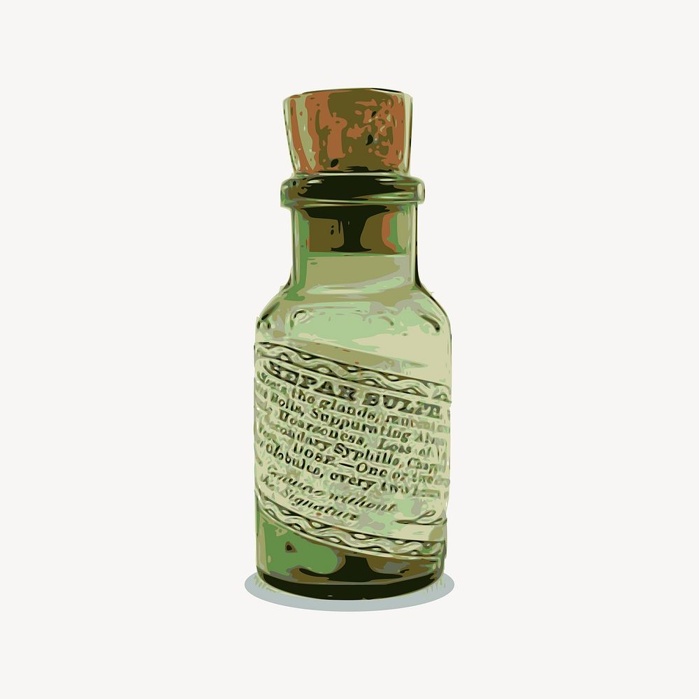 Potion bottle clipart, object illustration. Free public domain CC0 image.