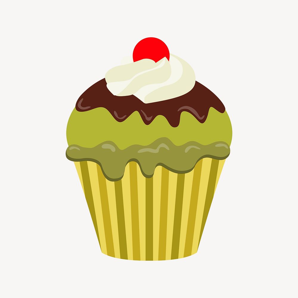 Matcha cupcake clipart, cute dessert illustration vector. Free public domain CC0 image.