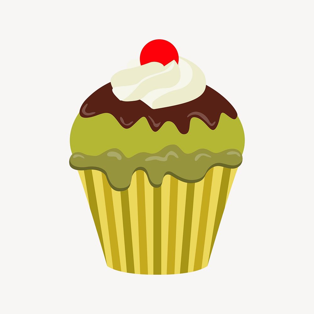 Matcha cupcake clipart, cute dessert illustration. Free public domain CC0 image.