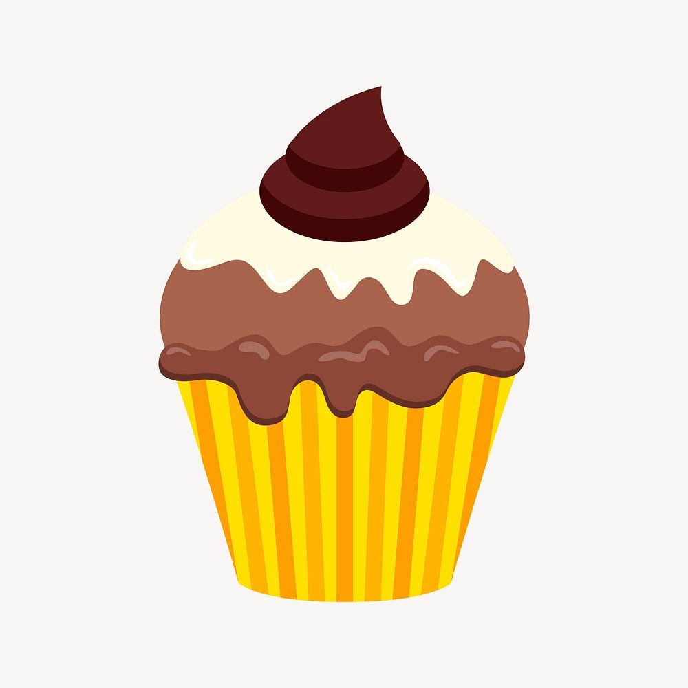 Chocolate cupcake clipart, cute dessert illustration vector. Free public domain CC0 image.