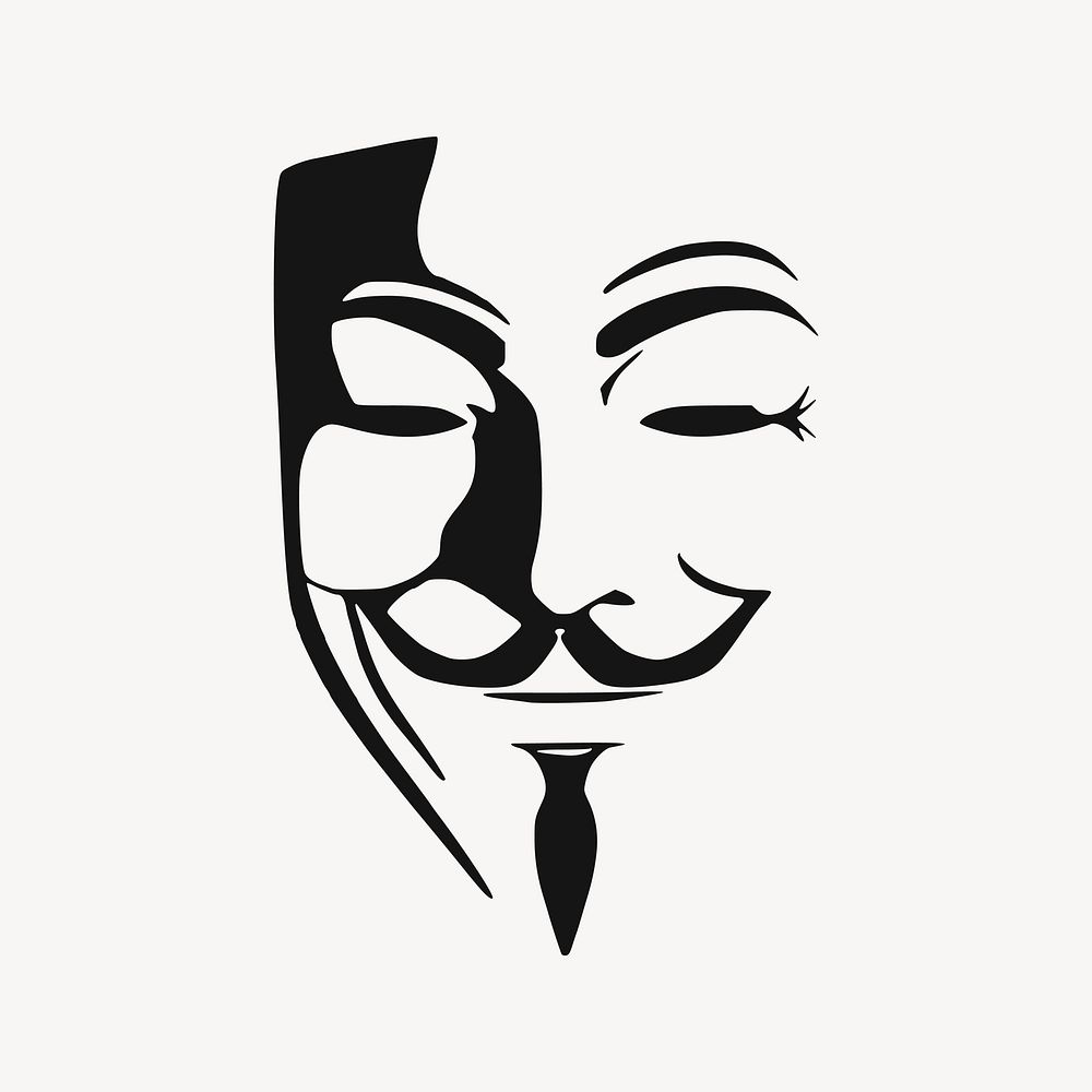 Guy Fawkes mask clipart, activism symbol illustration vector. Free public domain CC0 image.