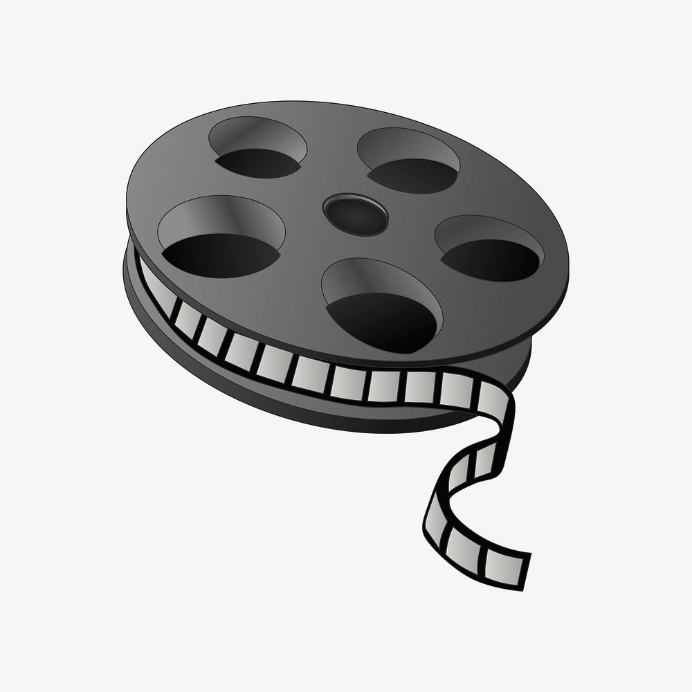 Movie film reel clipart, entertainment illustration. Free public domain CC0 image.