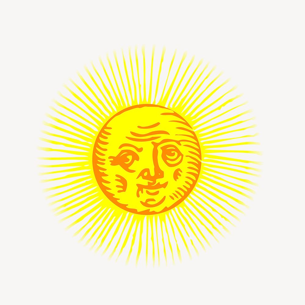 Sun clipart, celestial art illustration vector. Free public domain CC0 image.
