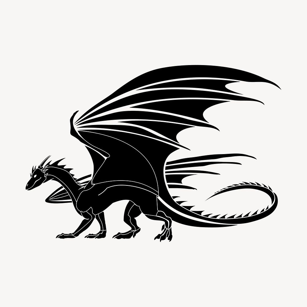 Black dragon clipart, mythical creature | Free Vector - rawpixel