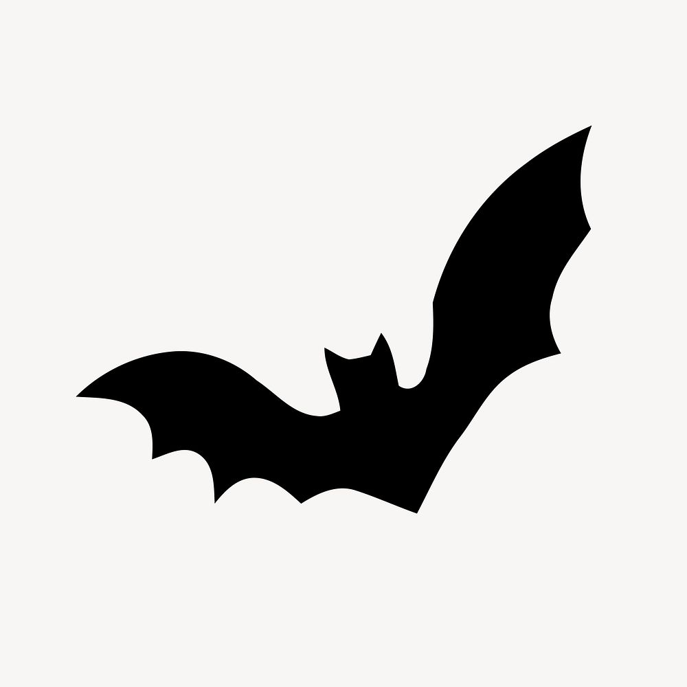 Flying bat silhouette clipart, Halloween celebration illustration vector. Free public domain CC0 image.