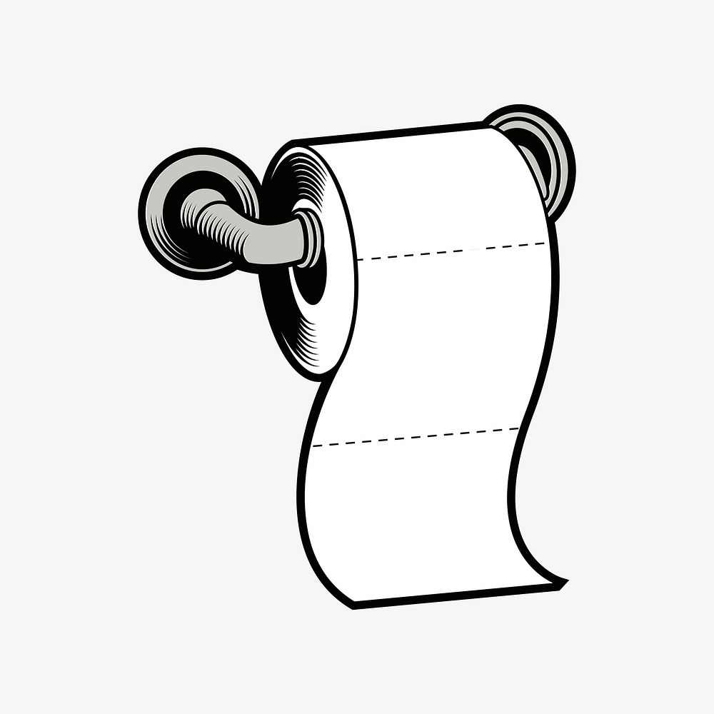 Toilet paper clipart, object illustration vector. Free public domain CC0 image.