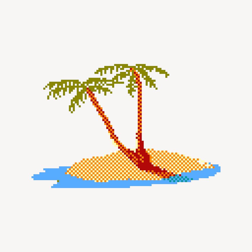 Glitch island clipart, retro game illustration vector. Free public domain CC0 image.