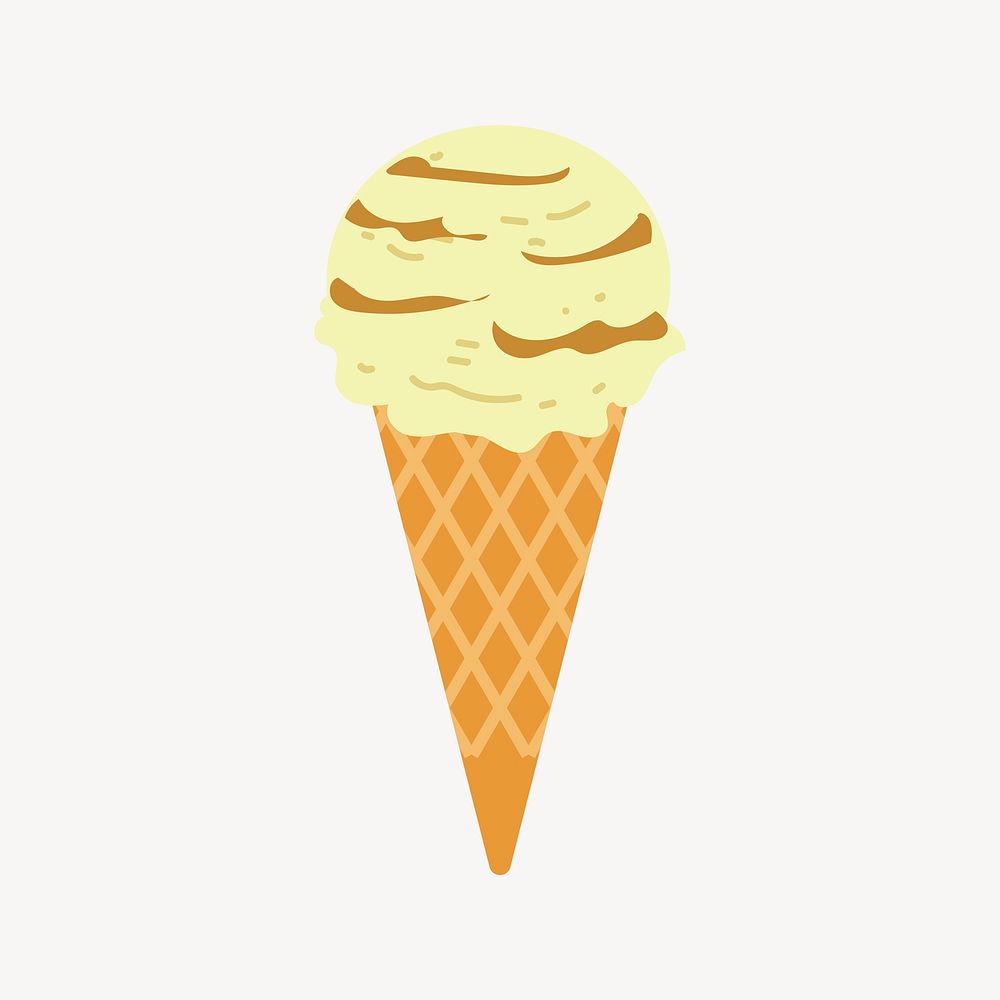 Salted caramel ice-cream clipart, dessert illustration vector. Free public domain CC0 image.